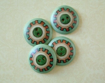 Blue Gear Button set of 4