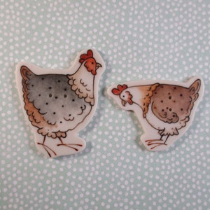 Chicken Embellishment Buttons set of 2