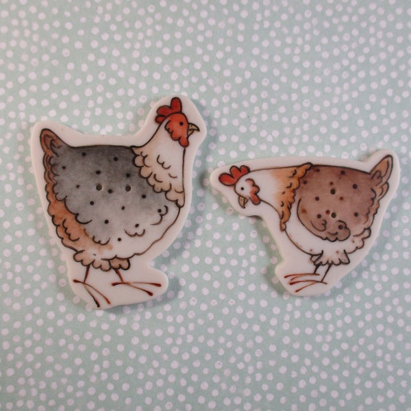 Chicken Embellishment Buttons set of 2