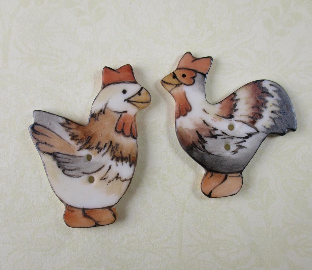 Poultry Buttons Chicken Buttons Set of 2 - Etsy
