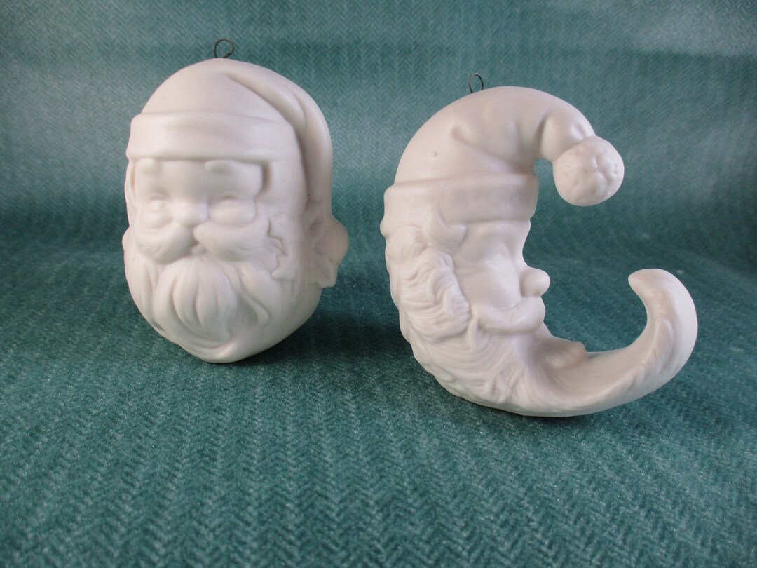 Santa Bisque Ornament Set of 2 Etsy