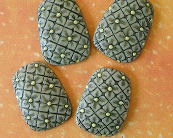 Yellow Center Green Button set of 4