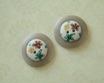 Taupe Round Button set of 2