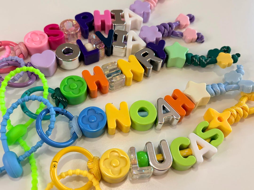 Personalized Name Keychain | Pastel Initial Keyring | Custom Bag Charm ...