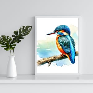 Kingfisher Watercolor Wall Art With Bird Art Painting Kingfisher Artwork Contemporary Art For A Bird Lover Nature Decor For Living Room Art