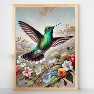 ハチドリのプリント - ファインアート - 鳥の絵画 - ミックス