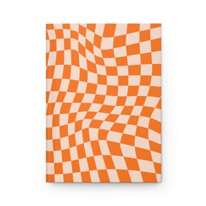 Orange Checkered Hardcover Journal: Stylish Wavy Design