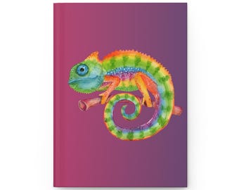 Vibrant Chameleon Hardcover Journal: Colorful Writing Notebook