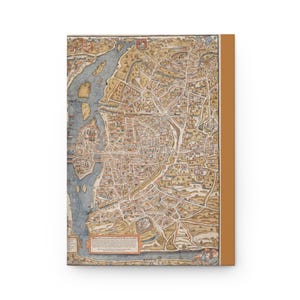 Diario de tapa dura con mapa de París vintage, cuaderno artístico para viajeros, regalo único para aventureros, ideal para llevar un diario, mapa antiguo.