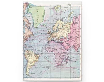 Vintage World Map Hardcover Journal: Travel Diary for Writers