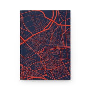 Paris Abstrakte Karte Hardcover-Tagebuch, Notizbuch mit matter Oberfläche, Reiseplaner, Geschenk für Reisende, Kunsttagebuch, Tagebuch mit Stadtkarten