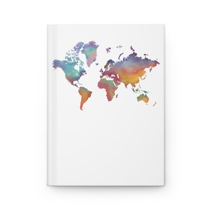 Diário de capa dura com mapa-múndi colorido, diário de viagem, caderno de aventura, presente para estudantes, diário de escrita exclusivo, diário de exploração