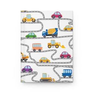 Diario infantil de tapa dura con temática de vehículos, diario de viaje por carretera, cuaderno para amantes de los coches, regalo divertido para niños, diario de aventuras en carretera