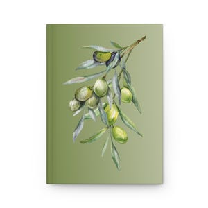 Green Olive Branch Hardcover Journal, Aesthetic Journal, Nature Lover Gift, Eco-Friendly Notebook, Green Journal for Writing
