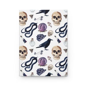 Gothic Skull & Crow Hardcover Journal, Witchy Notepad