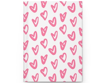 Pink Doodle Hearts Hardcover Journal