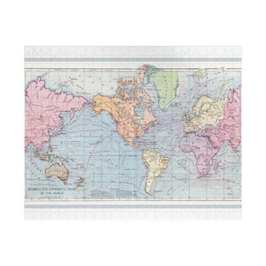 Vintage Weltkartenpuzzle, 520 Teile | Geographie Geschenk, Lernspielzeug, Reisedekor, Familienspaß, Geschenk des Kartenliebhabers | Holzpuzzle