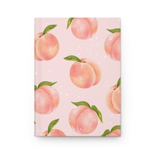 Peach Blossom Hardcover Journal, Cute Writing Notebook, Gift for Students, Thoughtful Planner, Perfect for Spring & Summer, Aesthetic Summer