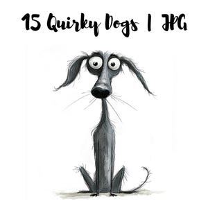 15 Funny Quirky Dog Clipart | Cute Frazzled Dogs | Watercolor Printable | High-Quality JPGs | Papercraft, Junk Journals, Digital Crafts
