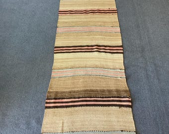 3x12 Large kilim rug, Striped kilim rug, Livingroom rug, Floor rug, Turkish vintage handmade kilim rug, Bohemian rug (2.7x12.0 feet)