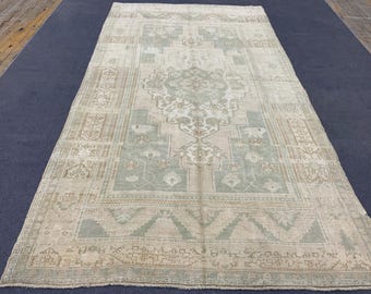6x11 Turkish Rug,  runner, handmade rug , vintage rug , oushak rug,deorc rug, green rug 6x11  feet (170x320 cm  ) ( 5.8x10.7 feet)