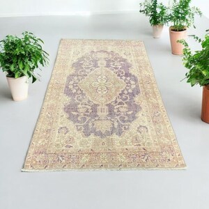 4x7 ,Turkish Rug,  runner, handmade rug , vintage rug , oushak rug,deorc rug , purple rug 4x7 feet (119x210 cm ) 3.11x6.11 feet