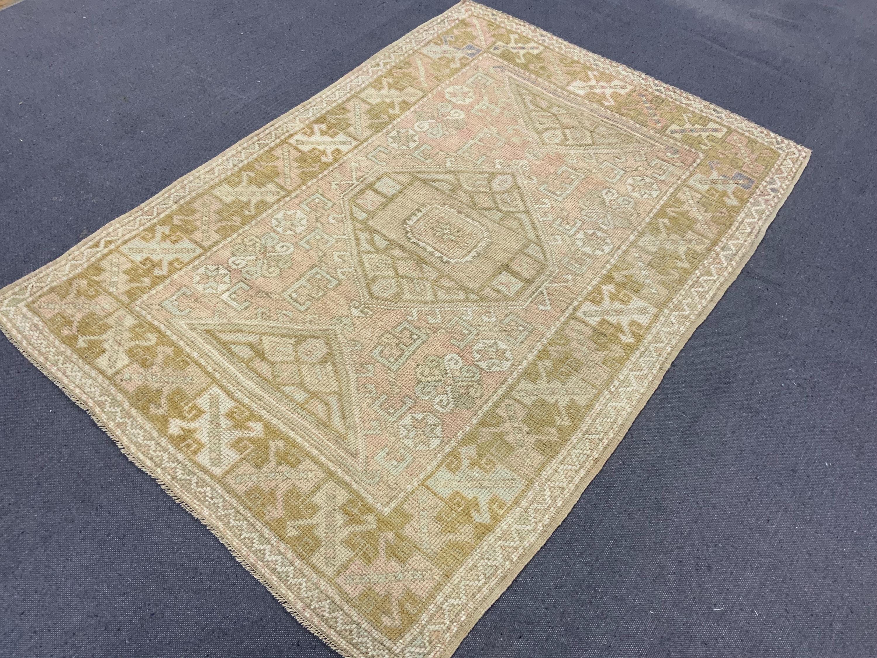 4x6 ,Turkish Rug,  runner, handmade rug , vintage rug , oushak rug,deorc rug, brown rug 4x6 feet (122x174 cm ) 4.0x5.9 feet