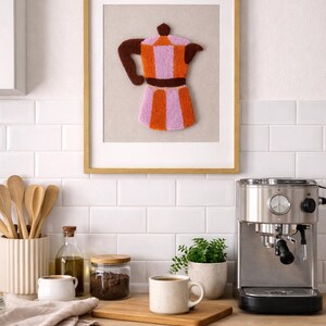Bialetti Tufted Wall Art | Handmade textile picture in a wooden frame - Coffee Wall Art | 50 x 70 cm