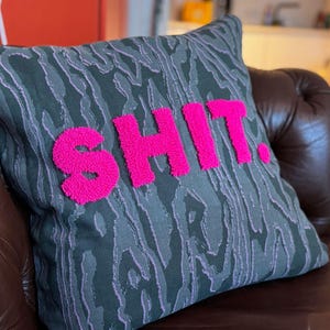 SHIT cushion cover 50 x 50 cm | Decoration | Gift | Punch Needle | Handmade embroidered finish
