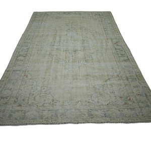 6x9 Vintage Turkish Rug, Faded Distressed Area Rug, Handmade Worn Oriental Carpet, 6x9 Wool Rug, Neutral Area Rug