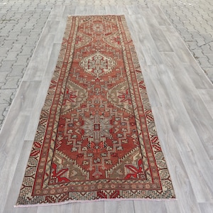 3.1&#39;x9.5&#39; Persian Runner Rug, Long Wool Hallway Carpet, Vintage Turkish Runner, Kitchen Runner, Outdoor Runner Rug, 3x10 Runner Rug
