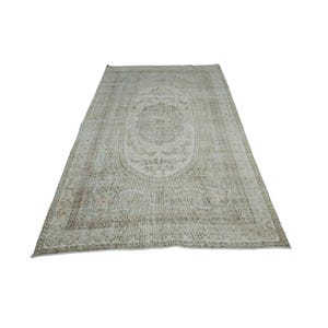 5x8 Handknotted Vintage Rug, 5x8.2 feet, Low Pile Turkish Rug, Faded Oushak Rug, Muted Neutral Rug, 5x8 Area Rug