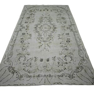 6x9 Beige Vintage Rug, Handmade Turkish Area Rug, Distressed Large Wool Carpet, Antique Style Oriental Rug for Living Room