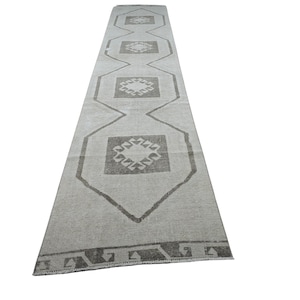 3x15 Antique Runner, 3x15 Turkish Runner Rug, Extra Long Runner Rug for Hallway, Handwoven Wool Runner, Oushak Runner 3x15, 3.0x15.3 feet