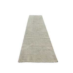 3.3x12.2 ft Neutral Persian Runner, Antique Wool Runner Rug for Hallway, Handwoven Long Kitchen Carpet, Vintage Runner 3x12