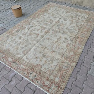 Vintage Rug 6x9, Hand Woven Rug, Turkish Rug, Wool Rug, Faded Rug, Natural Rug, Oushak Rug 6x9
