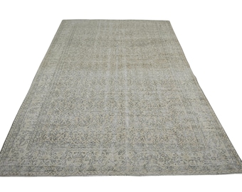 200x300 Neutral Vintage Oushak Teppich, Handgeknüpfter Türkischer Wollteppich