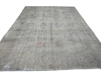 9x12 Neutral Turkish Rug: Handwoven Overdyed Antique Carpet