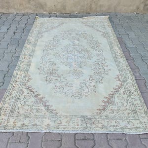 5x8 Neutral Oushak Rug, Vintage Turkish Rug, Scandinavian Area Rug, Oriental Rug, Wool Rug, Livingroom Rug