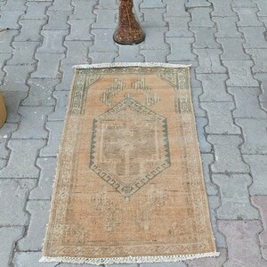 Alfombra Oushak de 2x3, Alfombra pequeña, Alfombra turca de 2x3, Alfombra de baño, Alfombra vintage, Alfombra de puerta, Alfombra pequeña de lana, Alfombra de bienvenida