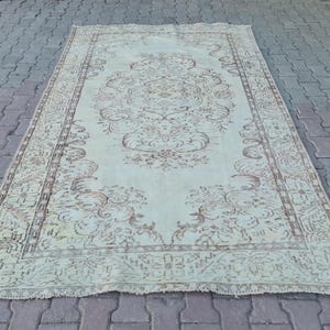 6x9 Turkish Wool Rug, 6x9 Area Rug, Faded Vintage Rug, Muted Oushak Rug, Bedroom Rug, Neutral Area Rug, 6.1x9.5 feet