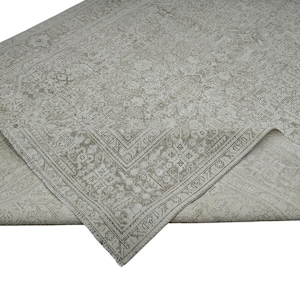 9x12 Heriz Vintage Rug, Neutral Turkish Rug, Handmade Wool Rug, 9x12 Persian Rug, 9x12 Oushak Rug, Oversized Rug, 9.2x12.2 feet,