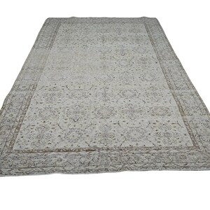 Neutral Rug 7x10, Turkish Vintage Wool Rug, Hand Knotted Decor Rug, Farmhouse Rug, Neutral Rug For Living Room, Muted Rug