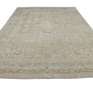 10x13 Vintage Turkish Oushak Rug, 9.6x12.5 ft Faded Oriental Carpet, Distressed Large Area Rug, Rustic Turkish Boho Decor, Handmade Wool Rug