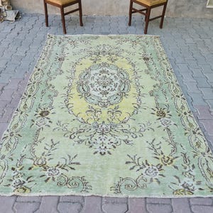 5x8 Faded Oushak Rug, Vintage Turkish Rug, Muted Oushak Rug, Handknotted Rug, 5x8 Area Rug, 5x8 Bedroom Rug, Natural Colors, 5.5x8.2 feet