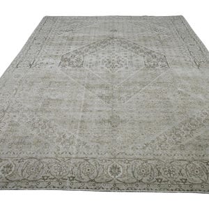 Neutral Large Rug 9.6&#39;x11.9&#39;, Oversized Area Rug, Muted Vintage Rug, Faded Turkish Rug, Neutral Oushak Rug, Handmade Wool Rug, 10x12 Rug