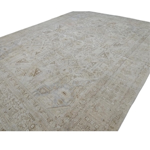 9x12 Neutral Area Rug, Soft Faded Vintage Turkish Rug, Oversize Persian Rug, Diningroom Rug, Livingroom Rug