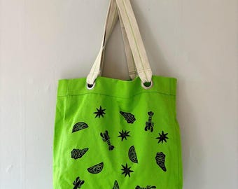 Beachy Block Printed Tote Bag
