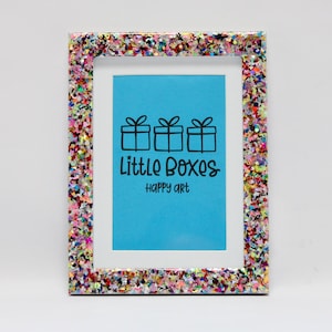 Marco de fotos con purpurina multicolor: foto de 5x7 o 4x6 (con paspartú)