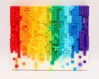 LEGO® Brick Rainbow Drip Wall Art: Colorful One-of-a-Kind Decor